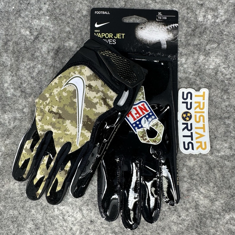 Nike Vapor Jet 6.0 Football Gloves Adult XL Black Green Camo Receivers NFL